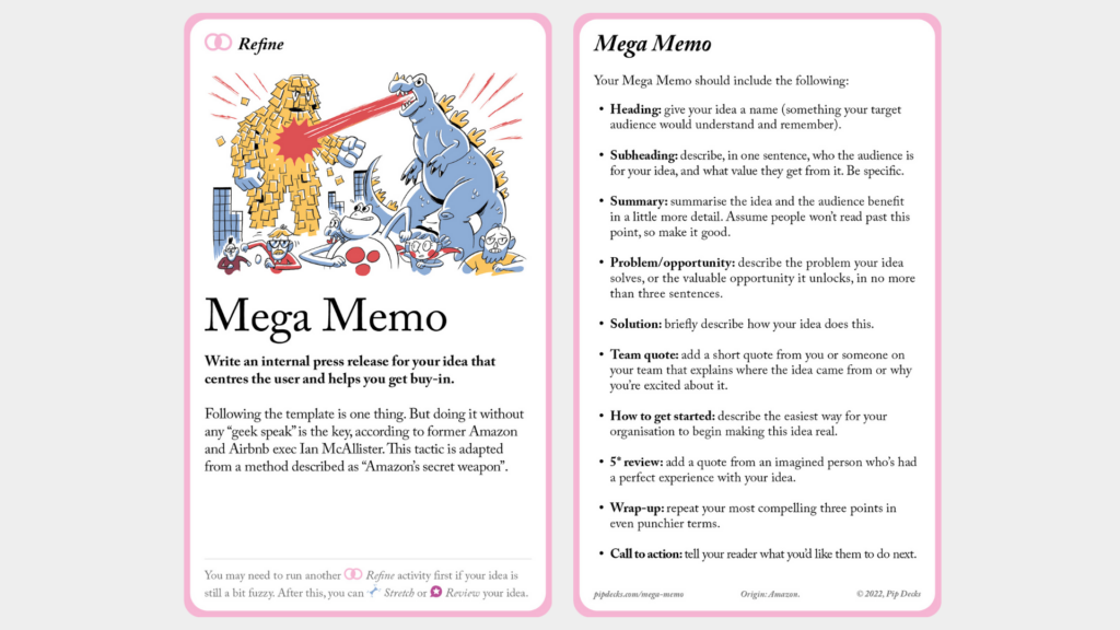 Mega Memo card from Idea Tactics. Full content available via the link above. 